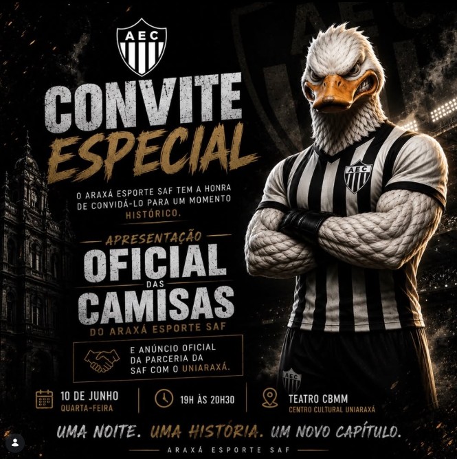 Araxá Esporte SAF anuncia evento de lançamento das novas camisas e parceria com o UNIARAXÁ
